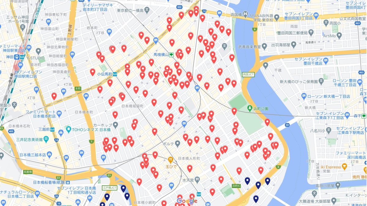中央区マンション配布事例1＿中央区日本橋近辺＿ワンルーム除外